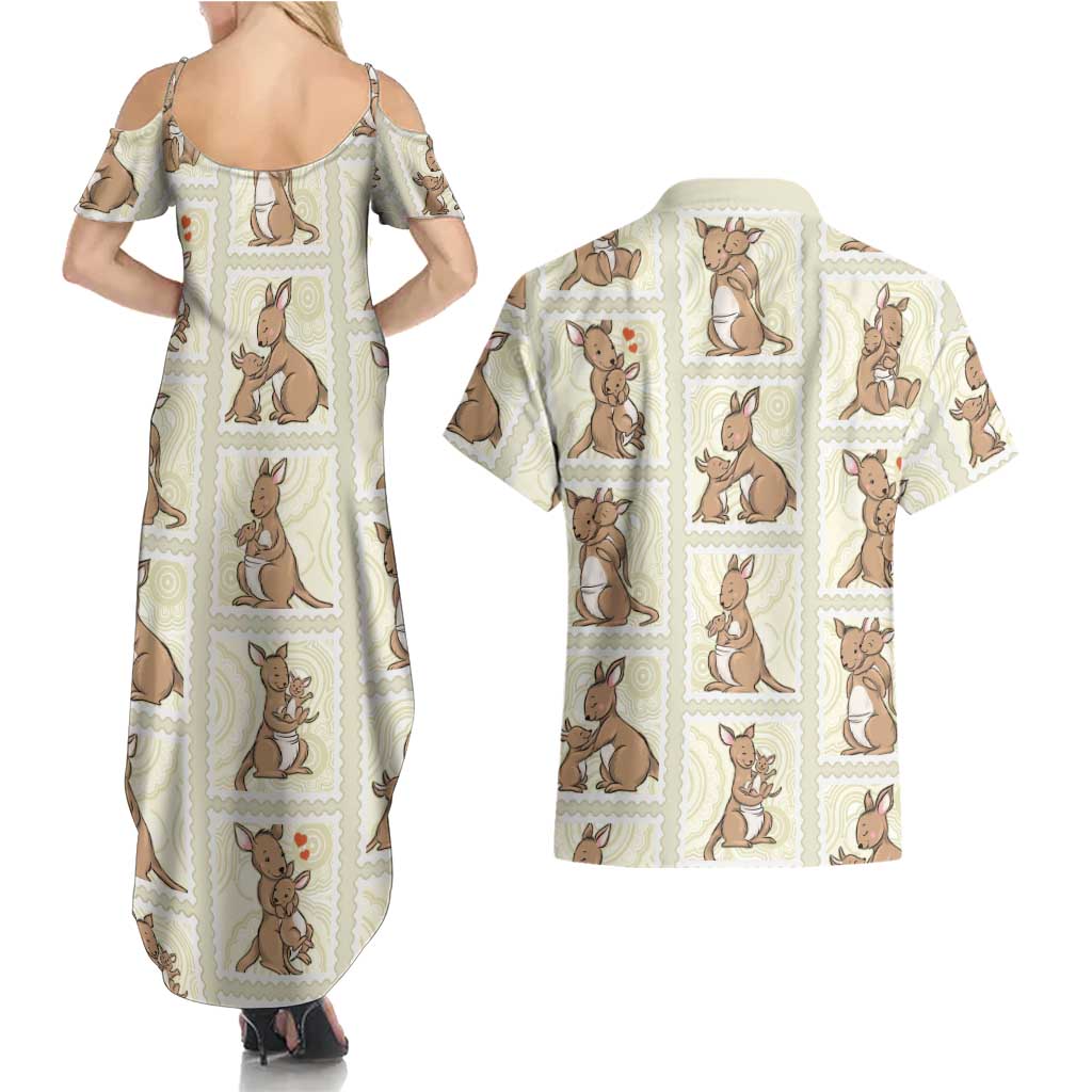 Kangaroo Australia Mother's Day Couples Matching Summer Maxi Dress and Hawaiian Shirt Mum and Joey Memory Aboriginal Stamp Seamless Style