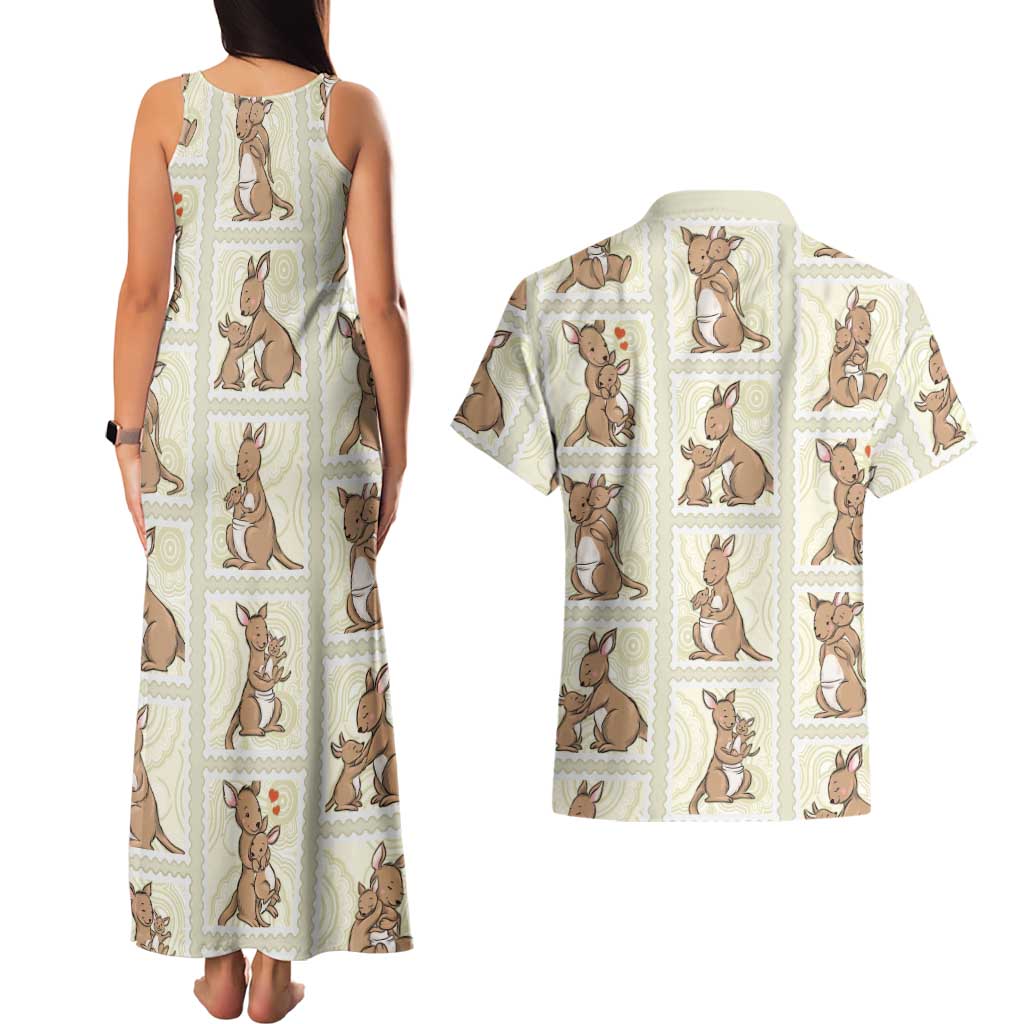 Kangaroo Australia Mother's Day Couples Matching Tank Maxi Dress and Hawaiian Shirt Mum and Joey Memory Aboriginal Stamp Seamless Style