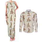 Kangaroo Australia Mother's Day Couples Matching Tank Maxi Dress and Long Sleeve Button Shirt Mum and Joey Memory Aboriginal Stamp Seamless Style