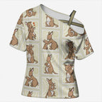 Kangaroo Australia Mother's Day Cross Shoulder Shirt Mum and Joey Memory Aboriginal Stamp Seamless Style