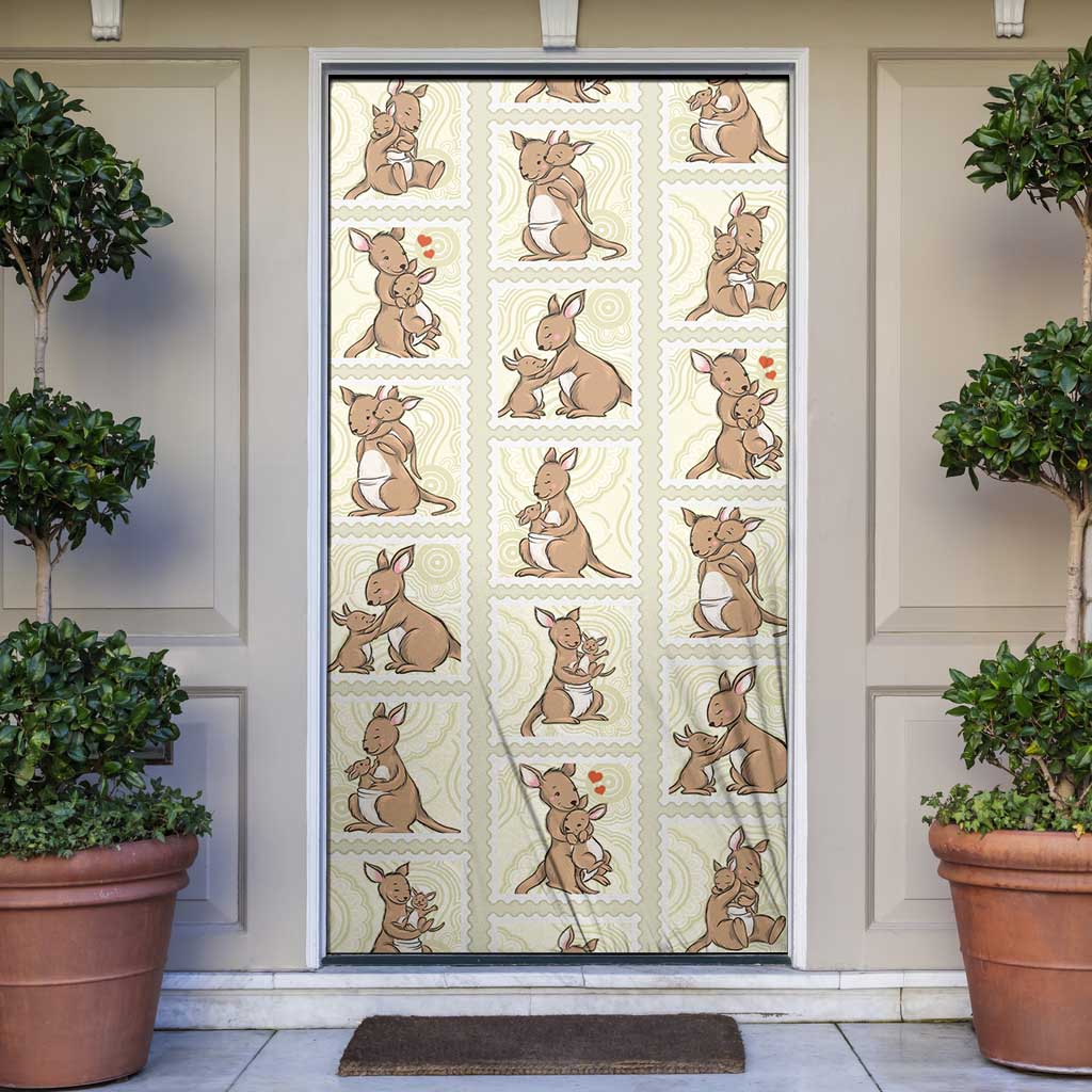 Kangaroo Australia Mother's Day Door Cover Mum and Joey Memory Aboriginal Stamp Seamless Style