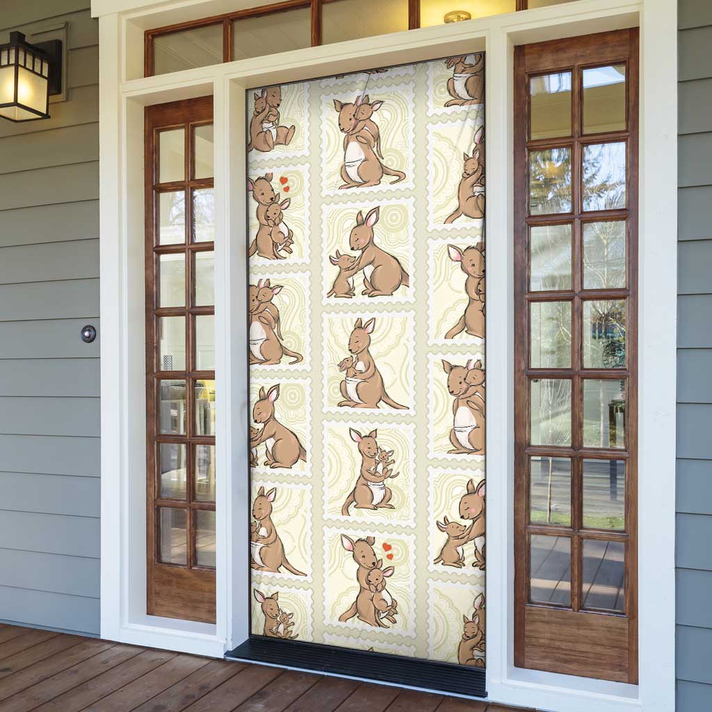Kangaroo Australia Mother's Day Door Cover Mum and Joey Memory Aboriginal Stamp Seamless Style