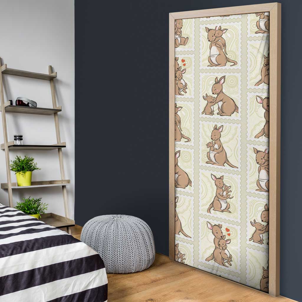 Kangaroo Australia Mother's Day Door Cover Mum and Joey Memory Aboriginal Stamp Seamless Style