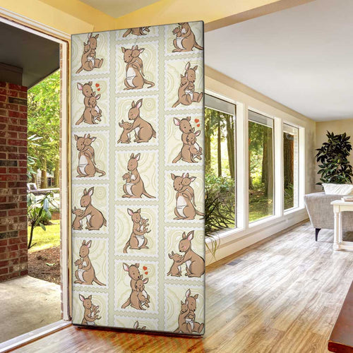Kangaroo Australia Mother's Day Door Cover Mum and Joey Memory Aboriginal Stamp Seamless Style
