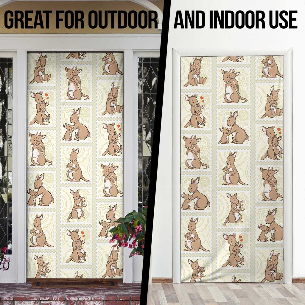 Kangaroo Australia Mother's Day Door Cover Mum and Joey Memory Aboriginal Stamp Seamless Style