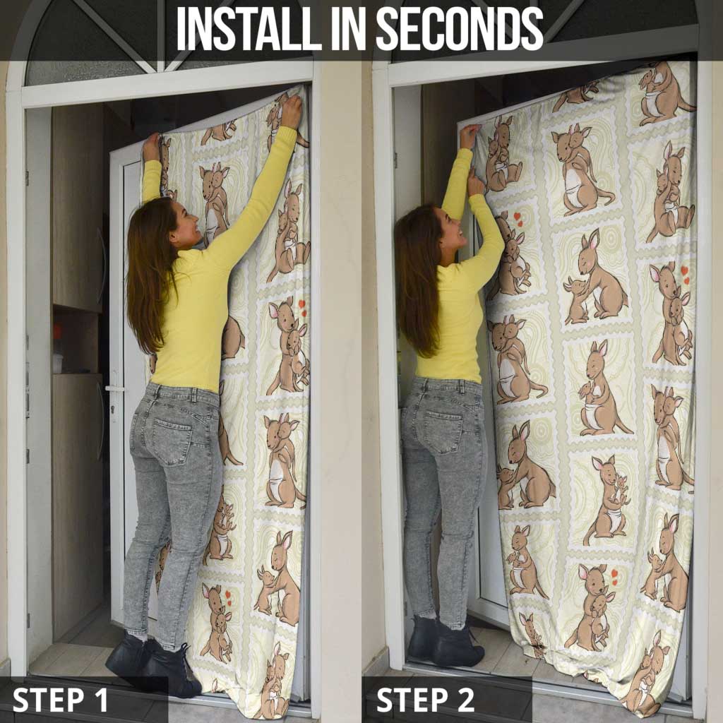 Kangaroo Australia Mother's Day Door Cover Mum and Joey Memory Aboriginal Stamp Seamless Style
