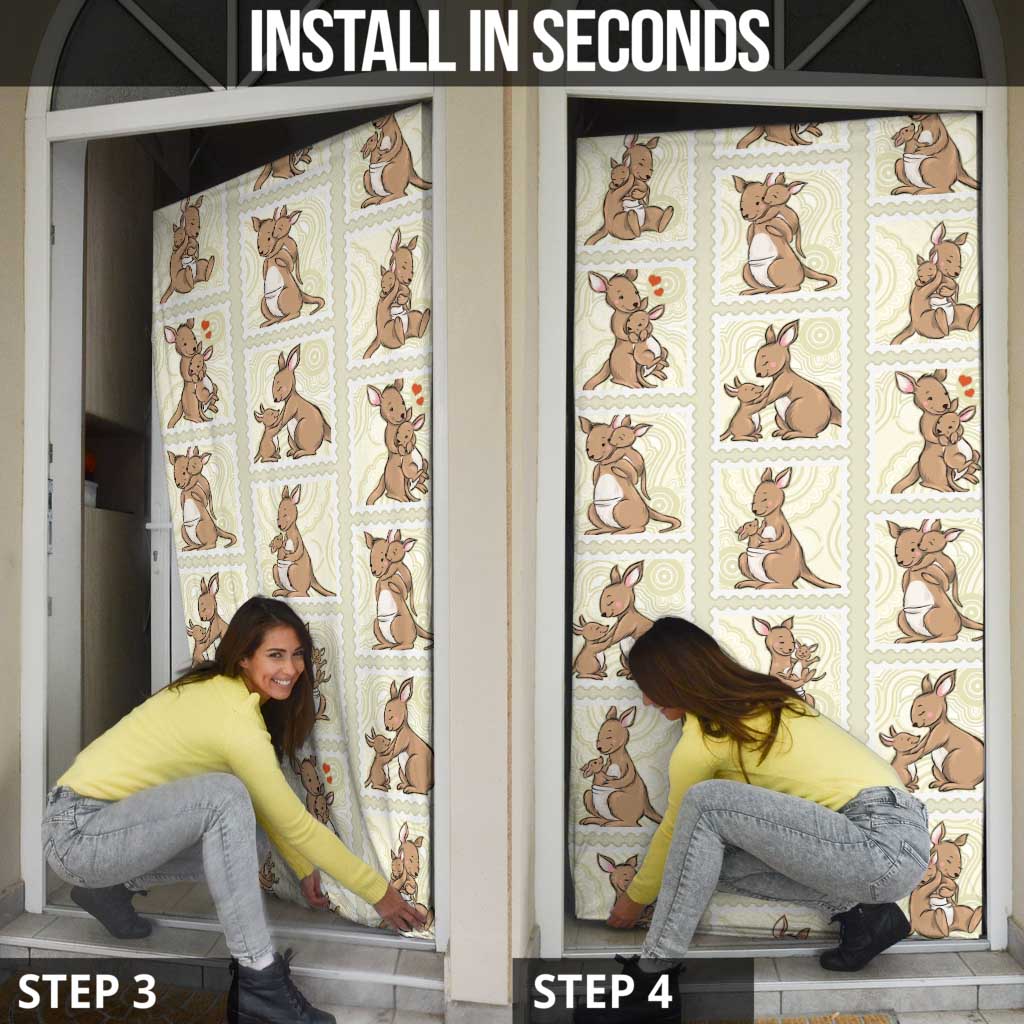 Kangaroo Australia Mother's Day Door Cover Mum and Joey Memory Aboriginal Stamp Seamless Style