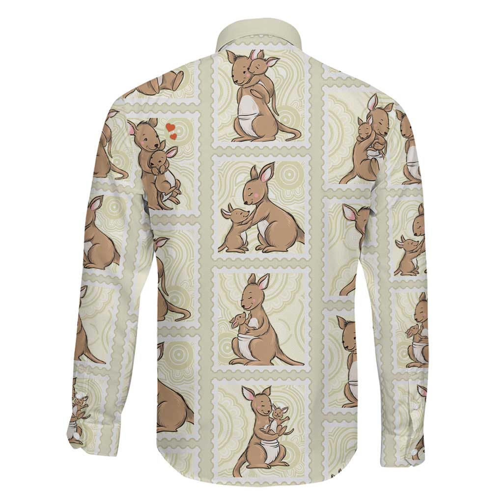 Kangaroo Australia Mother's Day Family Matching Long Sleeve Bodycon Dress and Hawaiian Shirt Mum and Joey Memory Aboriginal Stamp Seamless Style