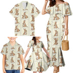 Kangaroo Australia Mother's Day Family Matching Mermaid Dress and Hawaiian Shirt Mum and Joey Memory Aboriginal Stamp Seamless Style