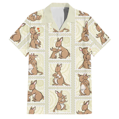 Kangaroo Australia Mother's Day Family Matching Off Shoulder Maxi Dress and Hawaiian Shirt Mum and Joey Memory Aboriginal Stamp Seamless Style