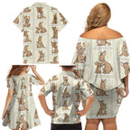 Kangaroo Australia Mother's Day Family Matching Off Shoulder Short Dress and Hawaiian Shirt Mum and Joey Memory Aboriginal Stamp Seamless Style