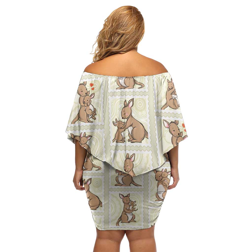 Kangaroo Australia Mother's Day Family Matching Off Shoulder Short Dress and Hawaiian Shirt Mum and Joey Memory Aboriginal Stamp Seamless Style