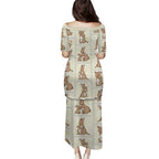 Kangaroo Australia Mother's Day Family Matching Puletasi and Hawaiian Shirt Mum and Joey Memory Aboriginal Stamp Seamless Style