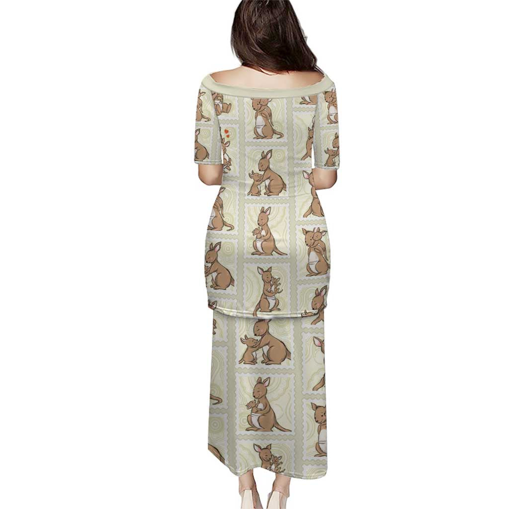 Kangaroo Australia Mother's Day Family Matching Puletasi and Hawaiian Shirt Mum and Joey Memory Aboriginal Stamp Seamless Style