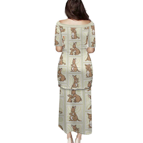 Kangaroo Australia Mother's Day Family Matching Puletasi and Hawaiian Shirt Mum and Joey Memory Aboriginal Stamp Seamless Style