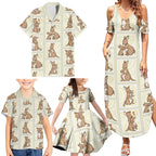 Kangaroo Australia Mother's Day Family Matching Summer Maxi Dress and Hawaiian Shirt Mum and Joey Memory Aboriginal Stamp Seamless Style