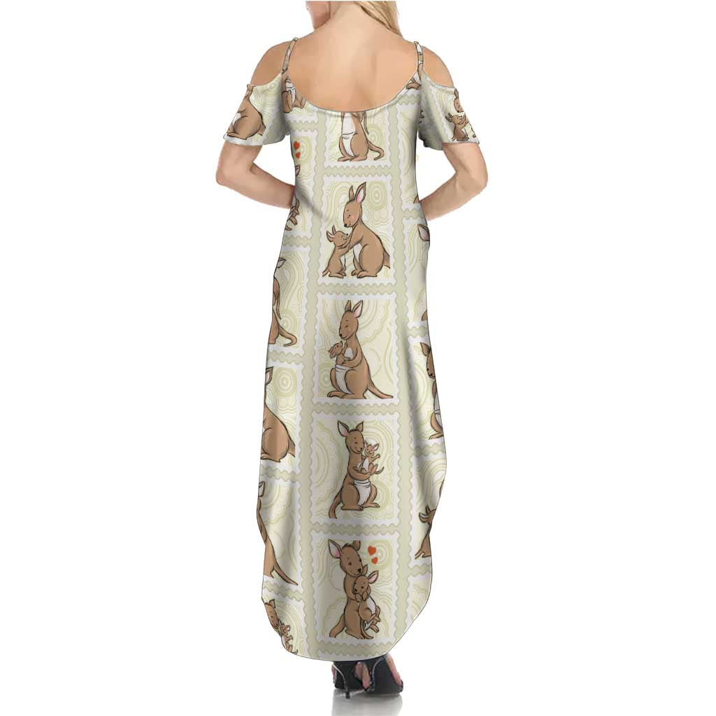 Kangaroo Australia Mother's Day Family Matching Summer Maxi Dress and Hawaiian Shirt Mum and Joey Memory Aboriginal Stamp Seamless Style