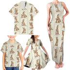 Kangaroo Australia Mother's Day Family Matching Tank Maxi Dress and Hawaiian Shirt Mum and Joey Memory Aboriginal Stamp Seamless Style