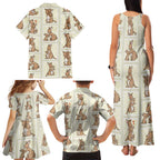 Kangaroo Australia Mother's Day Family Matching Tank Maxi Dress and Hawaiian Shirt Mum and Joey Memory Aboriginal Stamp Seamless Style