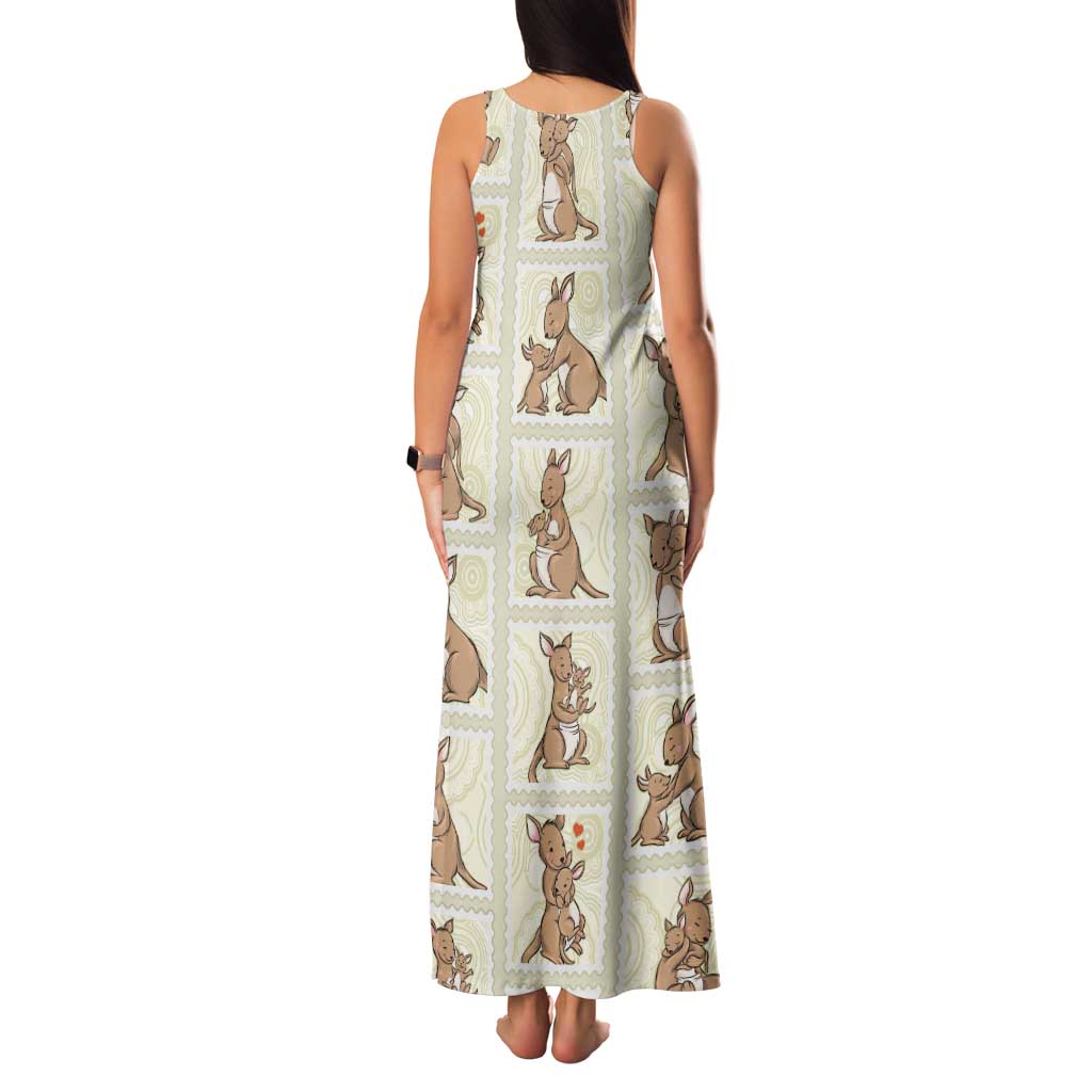 Kangaroo Australia Mother's Day Family Matching Tank Maxi Dress and Hawaiian Shirt Mum and Joey Memory Aboriginal Stamp Seamless Style