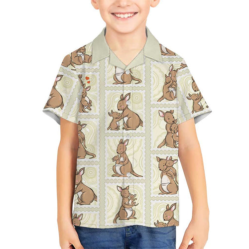 Kangaroo Australia Mother's Day Family Matching Tank Maxi Dress and Hawaiian Shirt Mum and Joey Memory Aboriginal Stamp Seamless Style
