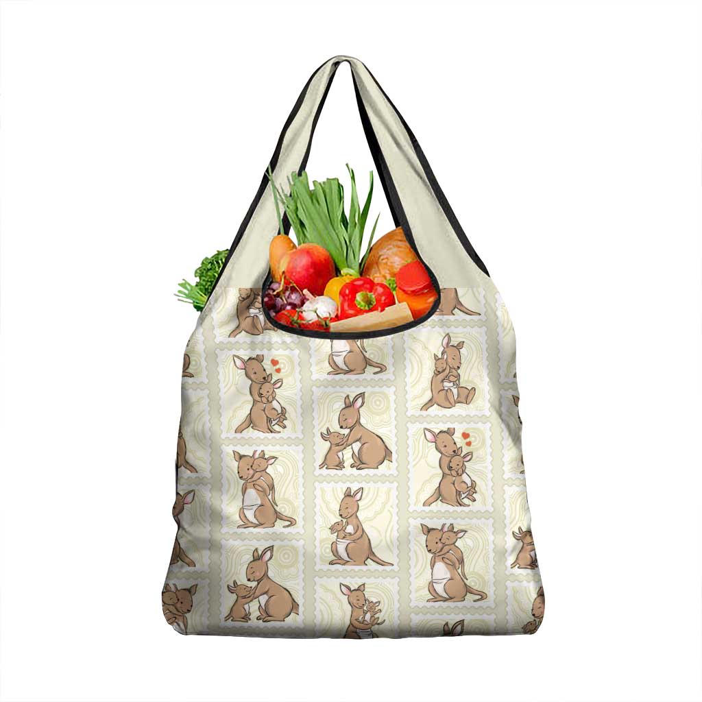 Kangaroo Australia Mother's Day Grocery Bag Mum and Joey Memory Aboriginal Stamp Seamless Style