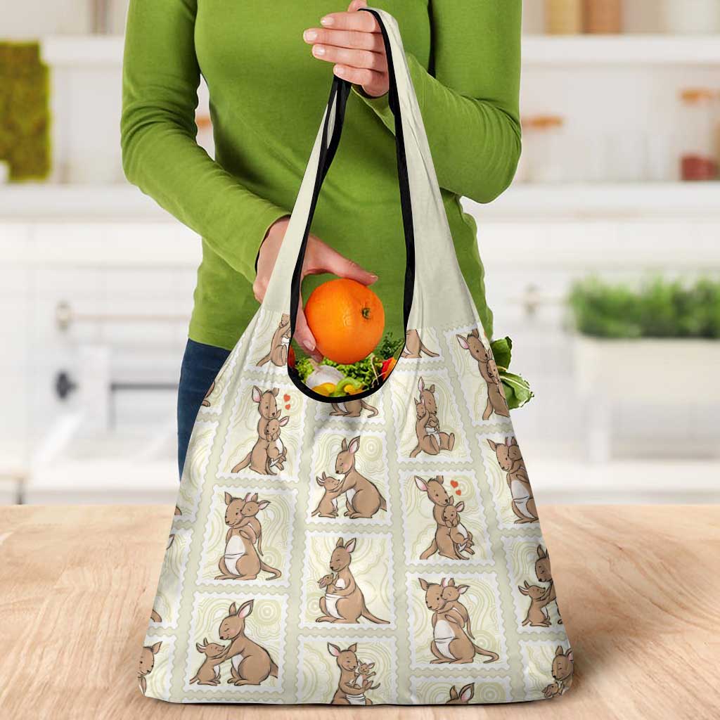 Kangaroo Australia Mother's Day Grocery Bag Mum and Joey Memory Aboriginal Stamp Seamless Style