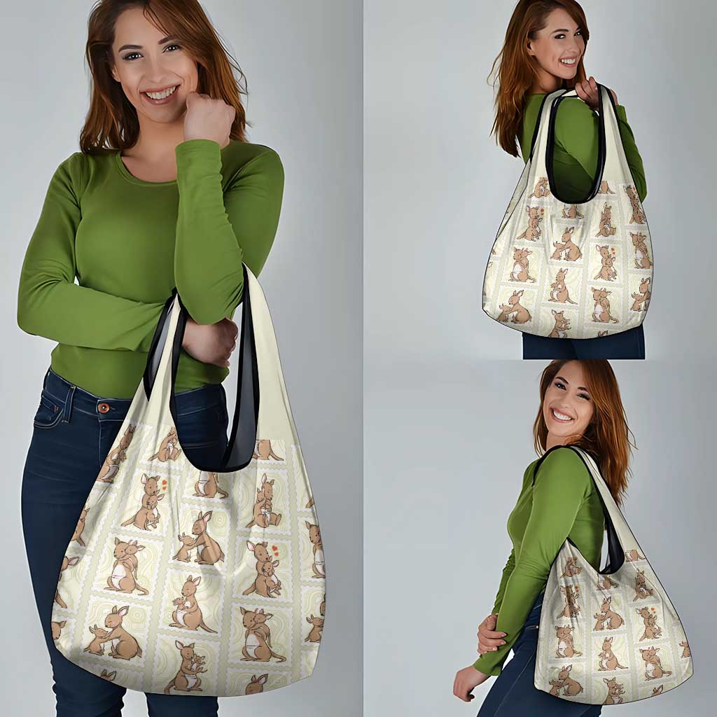 Kangaroo Australia Mother's Day Grocery Bag Mum and Joey Memory Aboriginal Stamp Seamless Style