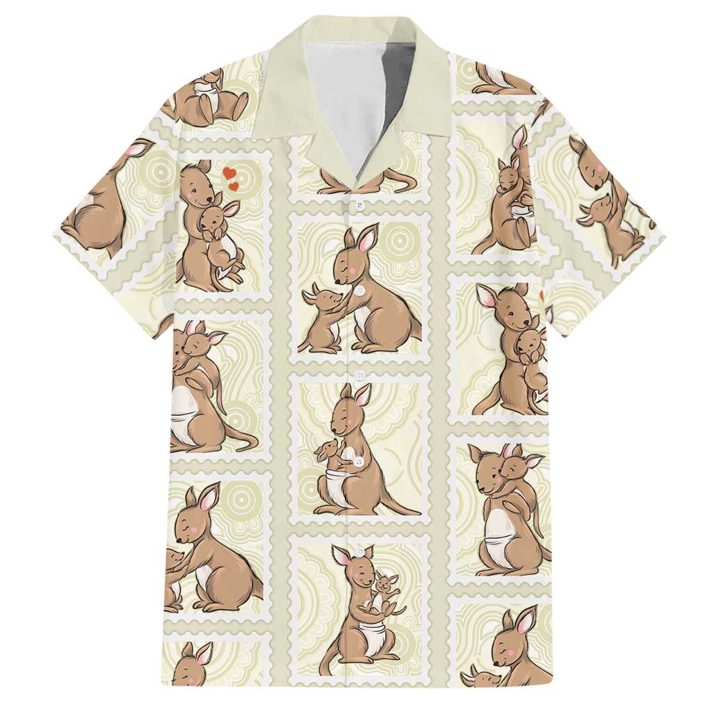 Kangaroo Australia Mother's Day Hawaiian Shirt Mum and Joey Memory Aboriginal Stamp Seamless Style