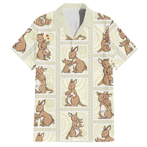 Kangaroo Australia Mother's Day Hawaiian Shirt Mum and Joey Memory Aboriginal Stamp Seamless Style