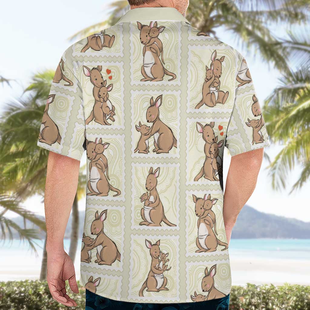 Kangaroo Australia Mother's Day Hawaiian Shirt Mum and Joey Memory Aboriginal Stamp Seamless Style