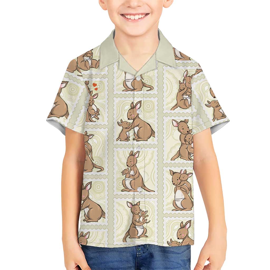 Kangaroo Australia Mother's Day Hawaiian Shirt Mum and Joey Memory Aboriginal Stamp Seamless Style