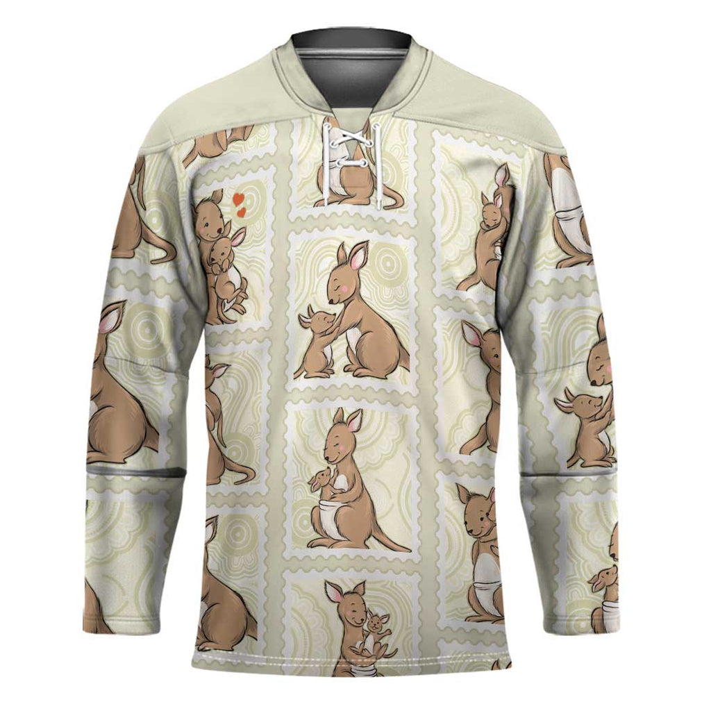 Kangaroo Australia Mother's Day Hockey Jersey Mum and Joey Memory Aboriginal Stamp Seamless Style