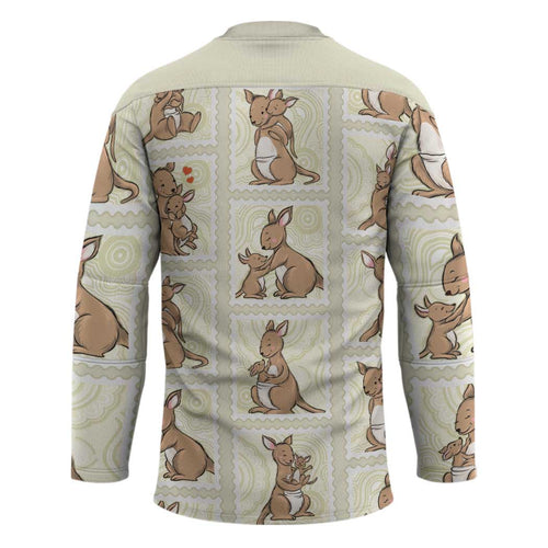 Kangaroo Australia Mother's Day Hockey Jersey Mum and Joey Memory Aboriginal Stamp Seamless Style