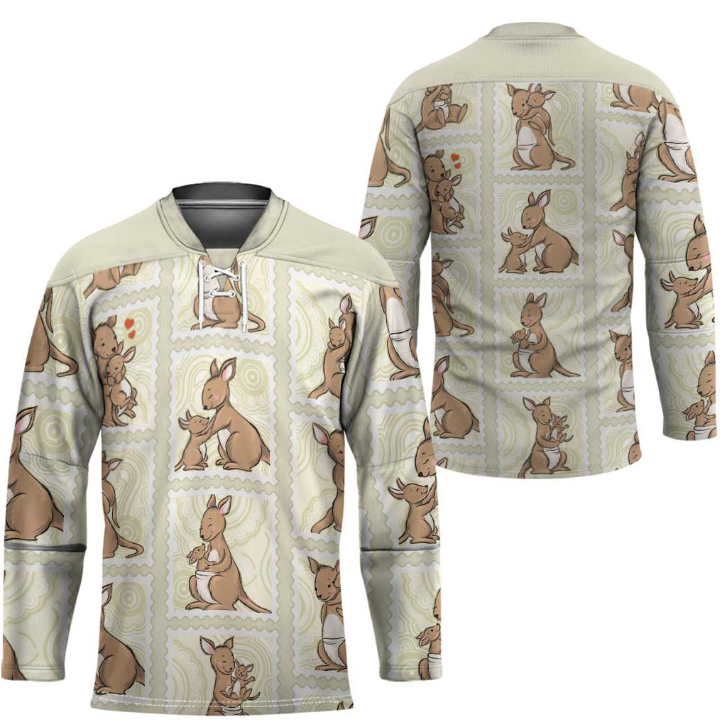 Kangaroo Australia Mother's Day Hockey Jersey Mum and Joey Memory Aboriginal Stamp Seamless Style
