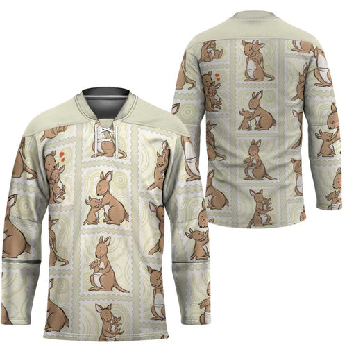 Kangaroo Australia Mother's Day Hockey Jersey Mum and Joey Memory Aboriginal Stamp Seamless Style