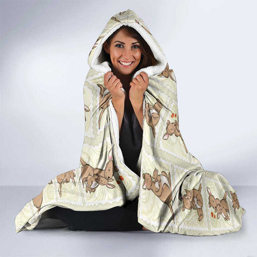 Kangaroo Australia Mother's Day Hooded Blanket Mum and Joey Memory Aboriginal Stamp Seamless Style