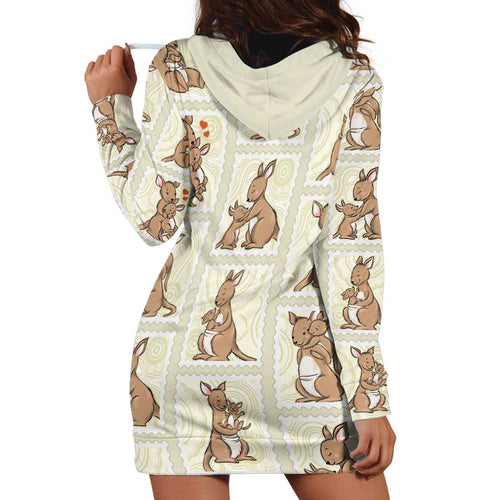 Kangaroo Australia Mother's Day Hoodie Dress Mum and Joey Memory Aboriginal Stamp Seamless Style