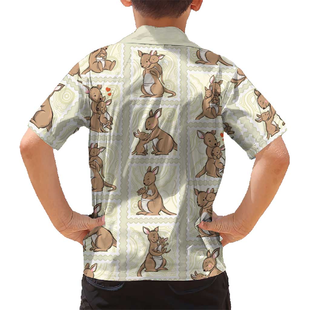 Kangaroo Australia Mother's Day Kid Hawaiian Shirt Mum and Joey Memory Aboriginal Stamp Seamless Style