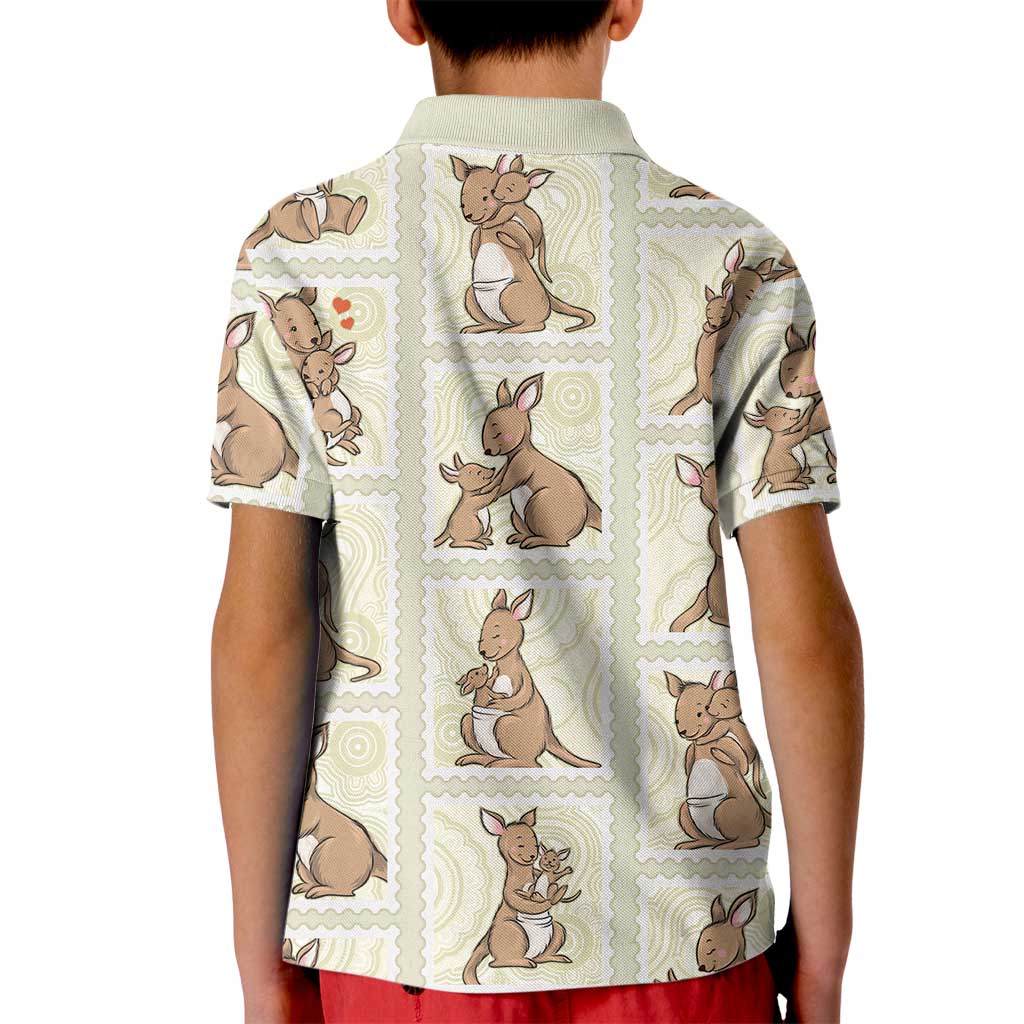 Kangaroo Australia Mother's Day Kid Polo Shirt Mum and Joey Memory Aboriginal Stamp Seamless Style