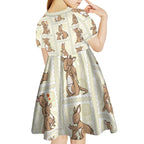 Kangaroo Australia Mother's Day Kid Short Sleeve Dress Mum and Joey Memory Aboriginal Stamp Seamless Style