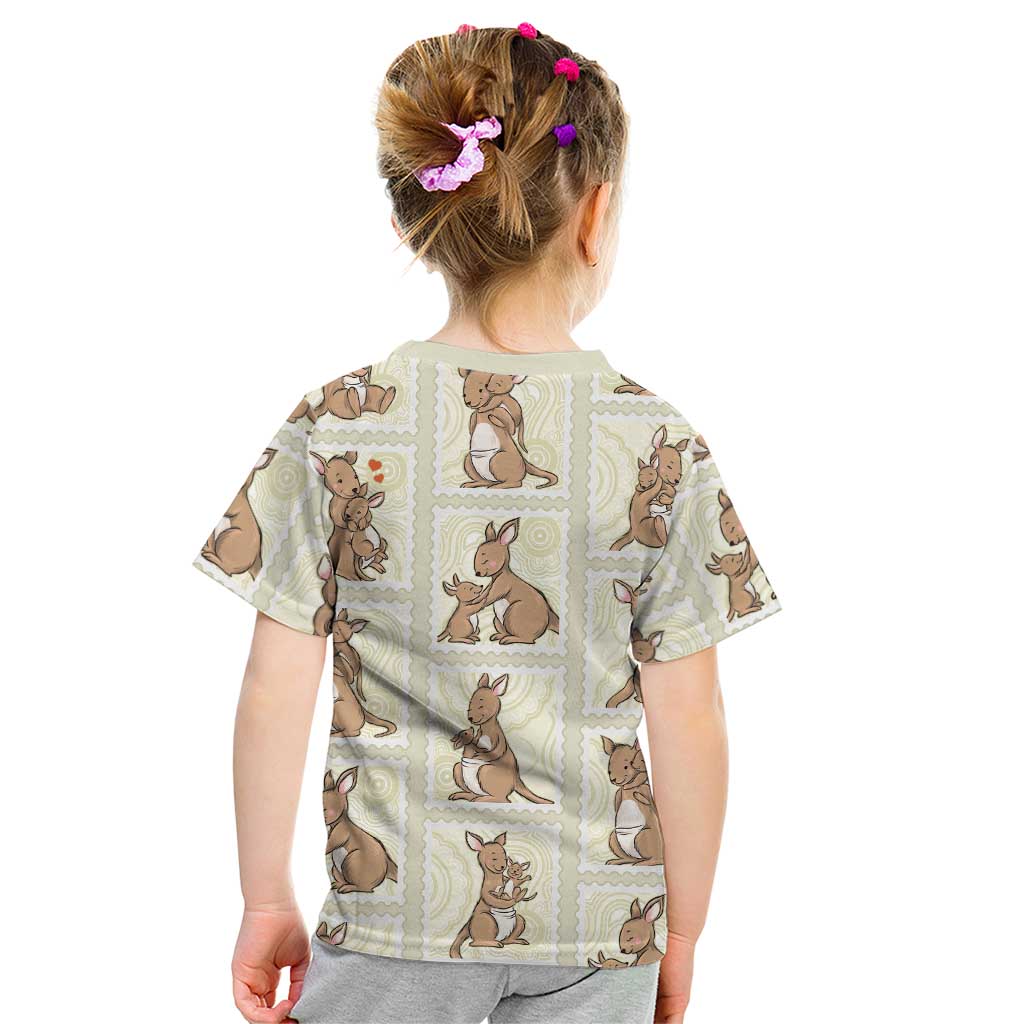 Kangaroo Australia Mother's Day Kid T Shirt Mum and Joey Memory Aboriginal Stamp Seamless Style