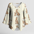 Kangaroo Australia Mother's Day Kimono Sleeve Blouse Mum and Joey Memory Aboriginal Stamp Seamless Style