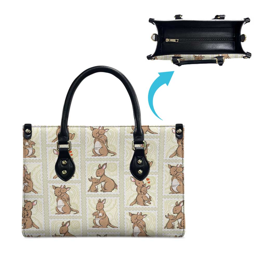 Kangaroo Australia Mother's Day Leather Bag Mum and Joey Memory Aboriginal Stamp Seamless Style
