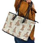 Kangaroo Australia Mother's Day Leather Tote Bag Mum and Joey Memory Aboriginal Stamp Seamless Style