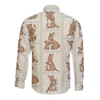 Kangaroo Australia Mother's Day Long Sleeve Button Shirt Mum and Joey Memory Aboriginal Stamp Seamless Style