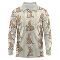 Kangaroo Australia Mother's Day Long Sleeve Polo Shirt Mum and Joey Memory Aboriginal Stamp Seamless Style