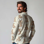 Kangaroo Australia Mother's Day Long Sleeve Polo Shirt Mum and Joey Memory Aboriginal Stamp Seamless Style