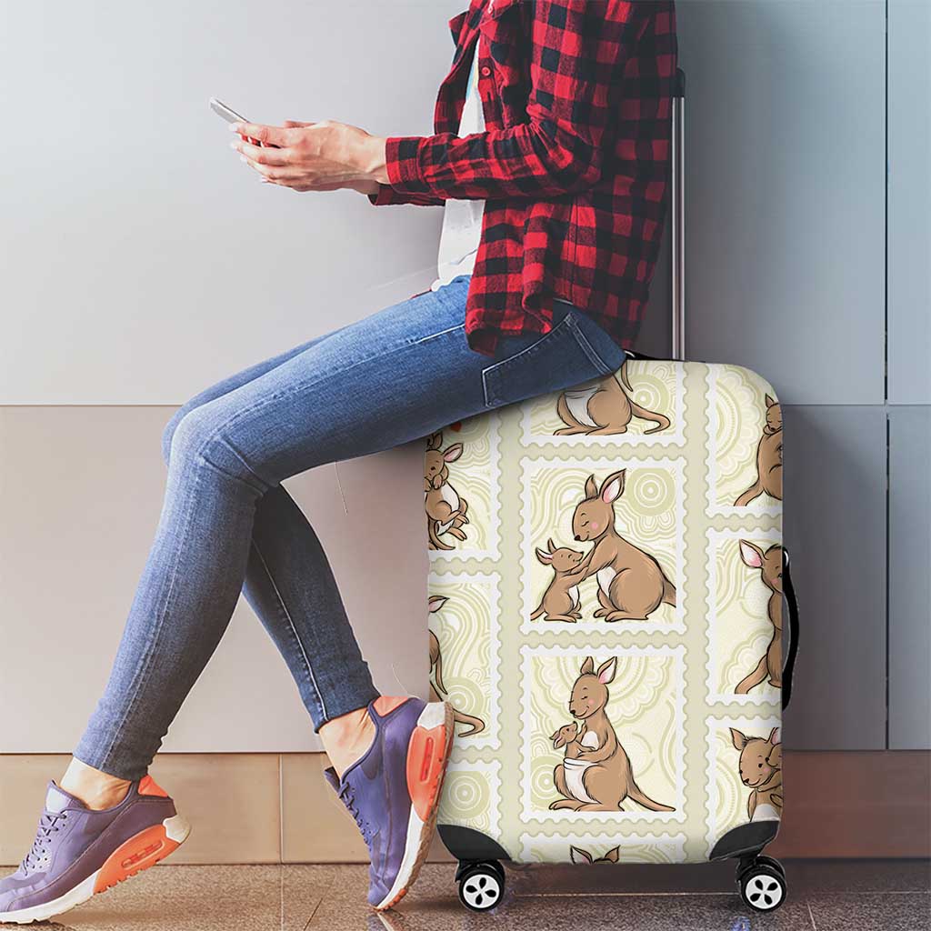 Kangaroo Australia Mother's Day Luggage Cover Mum and Joey Memory Aboriginal Stamp Seamless Style