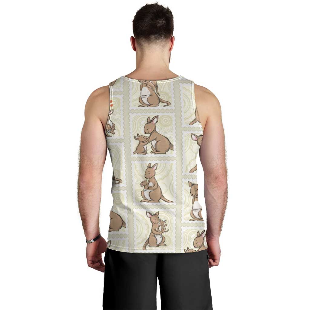 Kangaroo Australia Mother's Day Men Tank Top Mum and Joey Memory Aboriginal Stamp Seamless Style